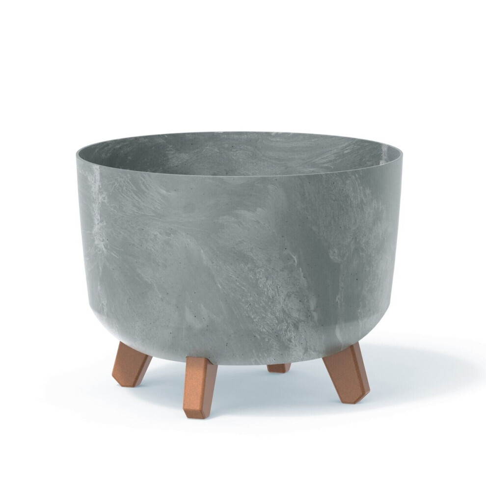 Urbn Living (350Mm Concrete) Round Concrete Look Planter Flower Pot Indoor Outdoor Garden Decor With Legs