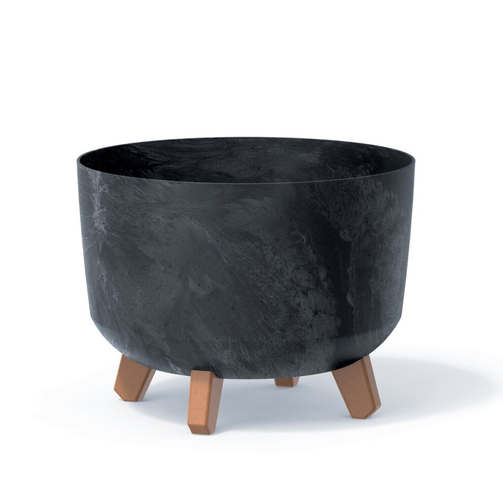 Urbn Living (350Mm ) Round Concrete Look Planter Flower Pot Indoor Outdoor Garden Decor With Legs Anthracite