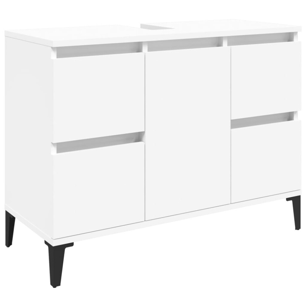Vidaxl (White) Sink Cabinet Vanity Unit Storage Under Sink Cabinet Engineered Wood