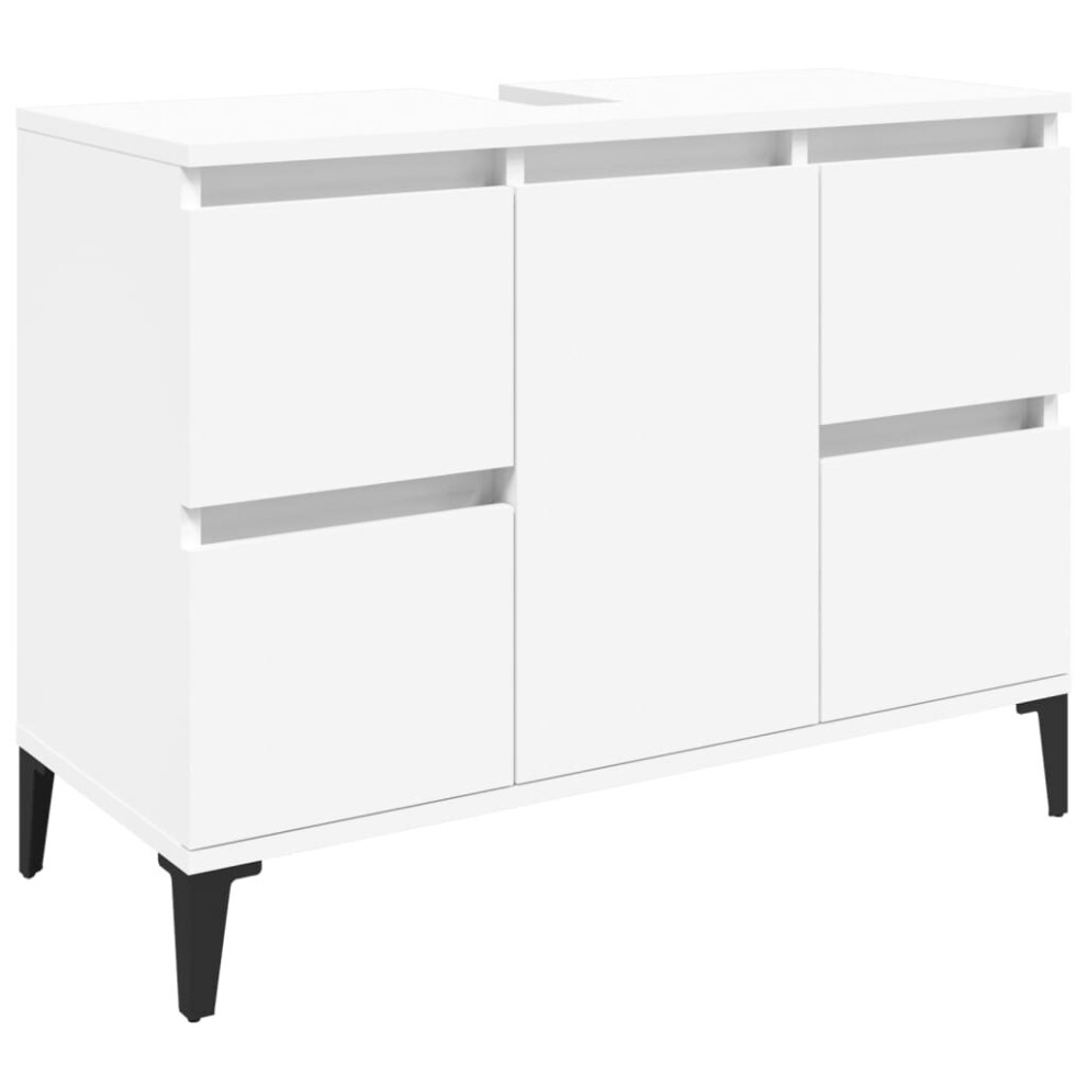 (white) vidaXL Sink Cabinet Vanity Unit Storage Under Sink Cabinet Engineered Wood