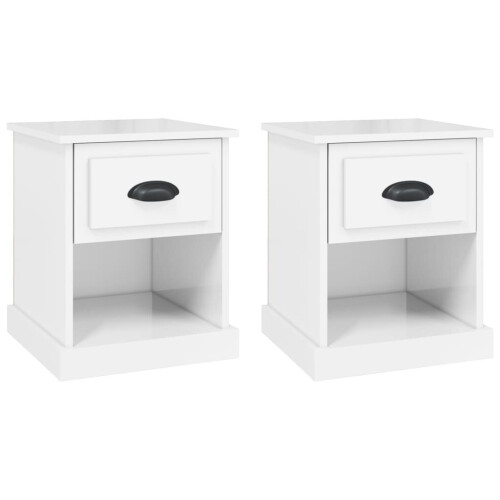 VidaXL (high gloss white, 2 pcs) vidaXL Bedside Cabinet Side Table Nightstand Side Cabinet Engineered Wood 1
