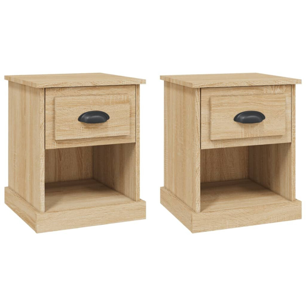 (sonoma oak, 2 pcs) vidaXL Bedside Cabinet Side Table Nightstand Side Cabinet Engineered Wood