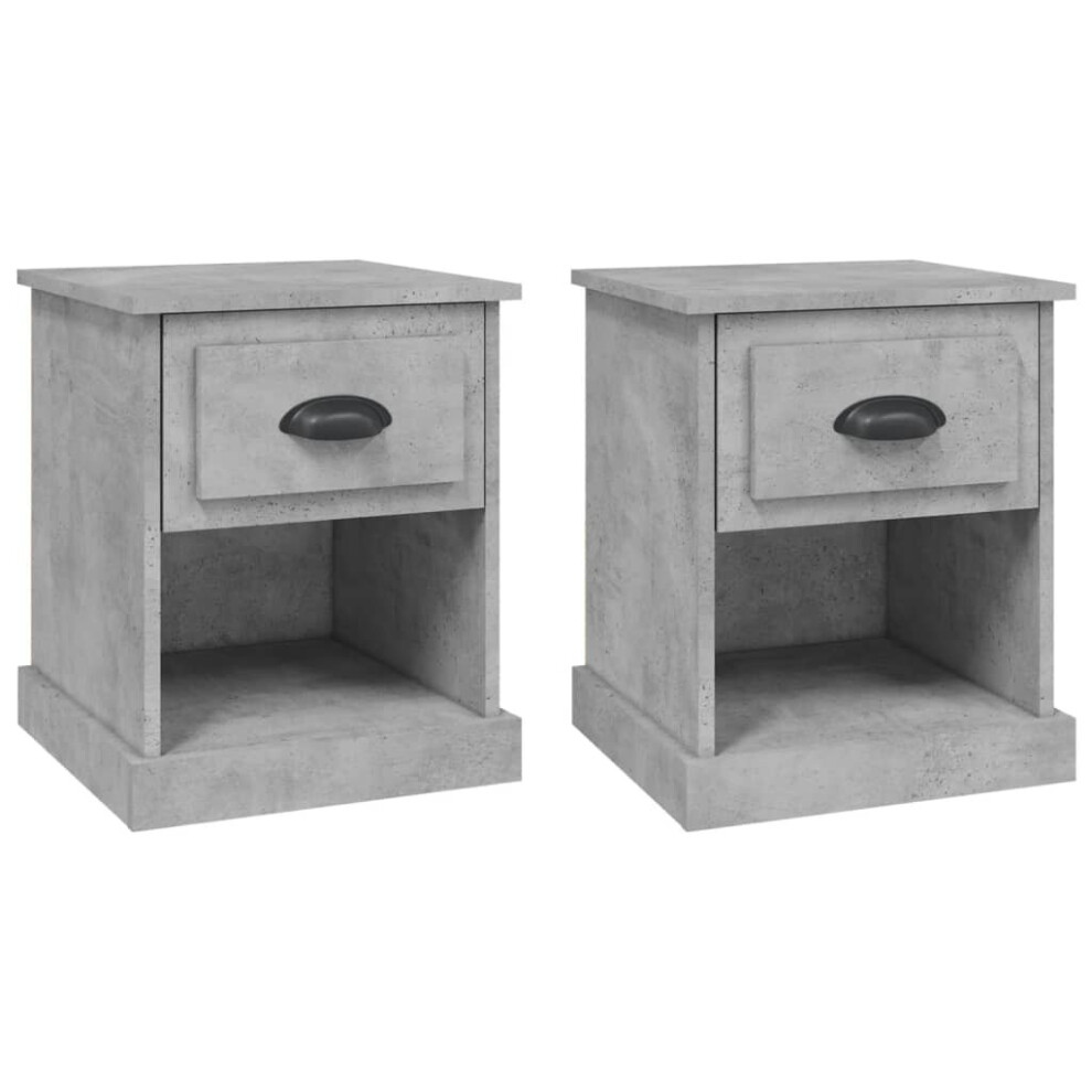 (concrete grey, 2 pcs) vidaXL Bedside Cabinet Side Table Nightstand Side Cabinet Engineered Wood