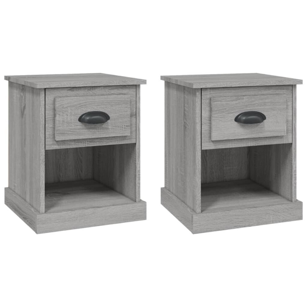 (grey sonoma, 2 pcs) vidaXL Bedside Cabinet Side Table Nightstand Side Cabinet Engineered Wood