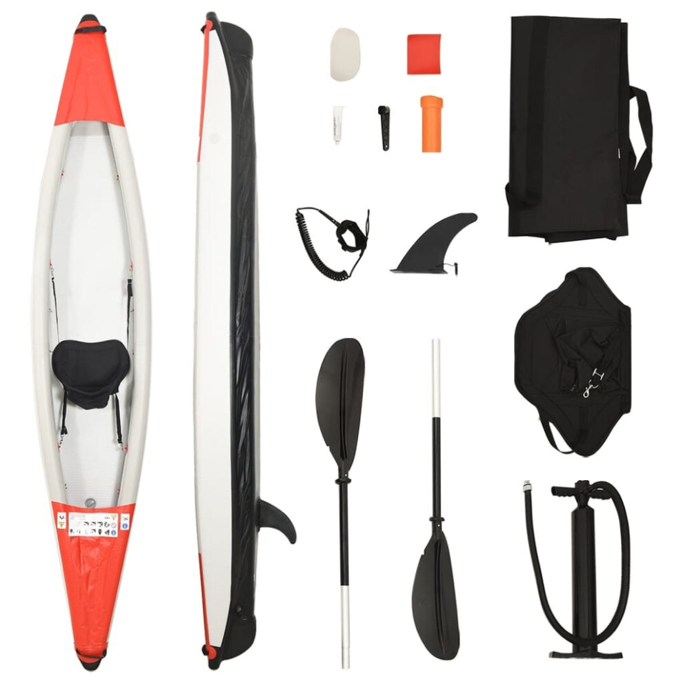 (red, 375 x 72 x 31 cm) vidaXL Inflatable Kayak Red Polyester Kayak Set 375x72x31 cm/424x81x31 cm
