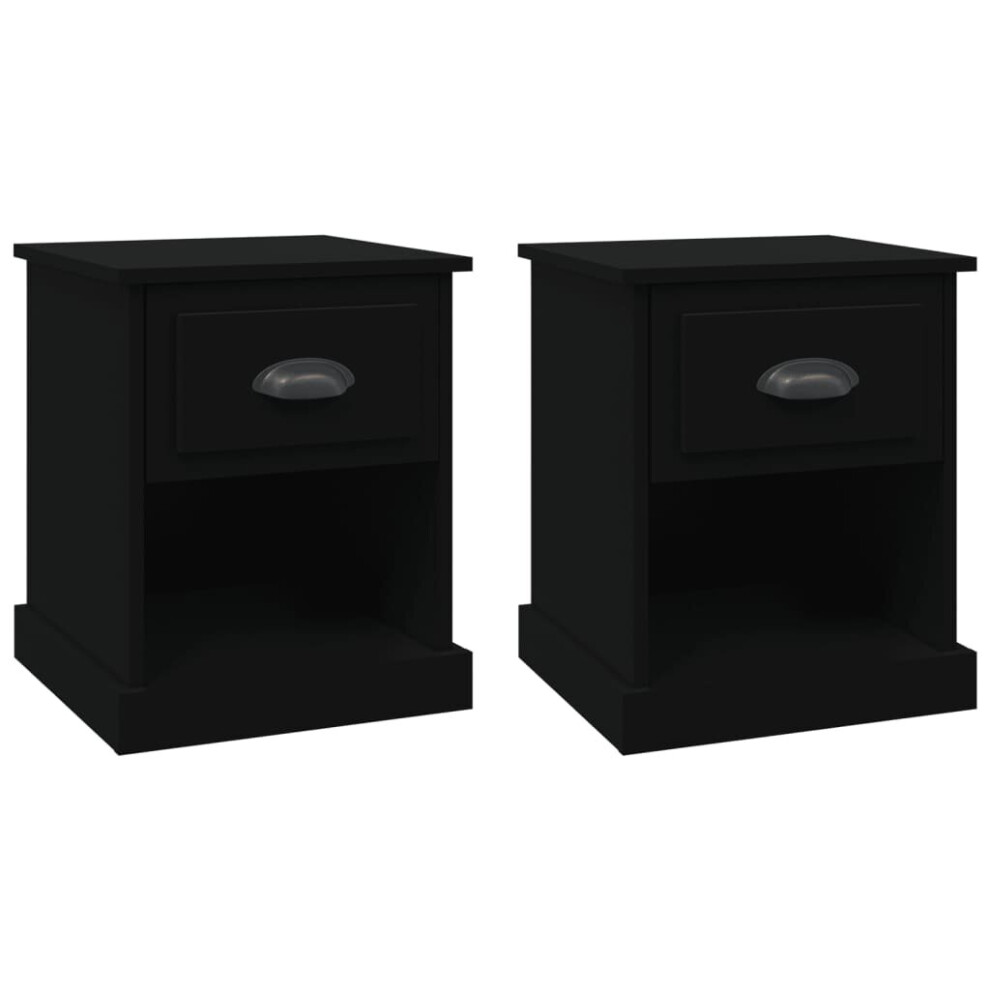 (black, 2 pcs) vidaXL Bedside Cabinet Side Table Nightstand Side Cabinet Engineered Wood