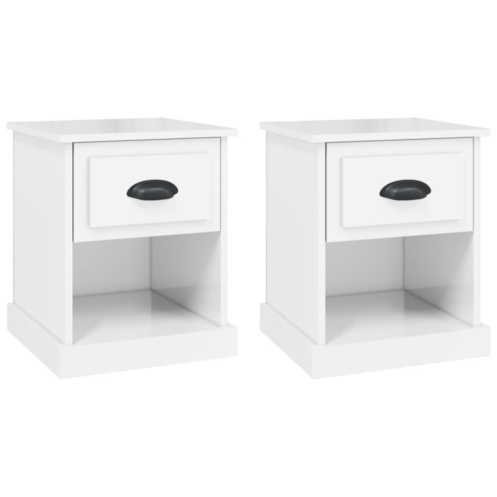 (high gloss white, 2 pcs) vidaXL Bedside Cabinet Side Table Nightstand Side Cabinet Engineered Wood