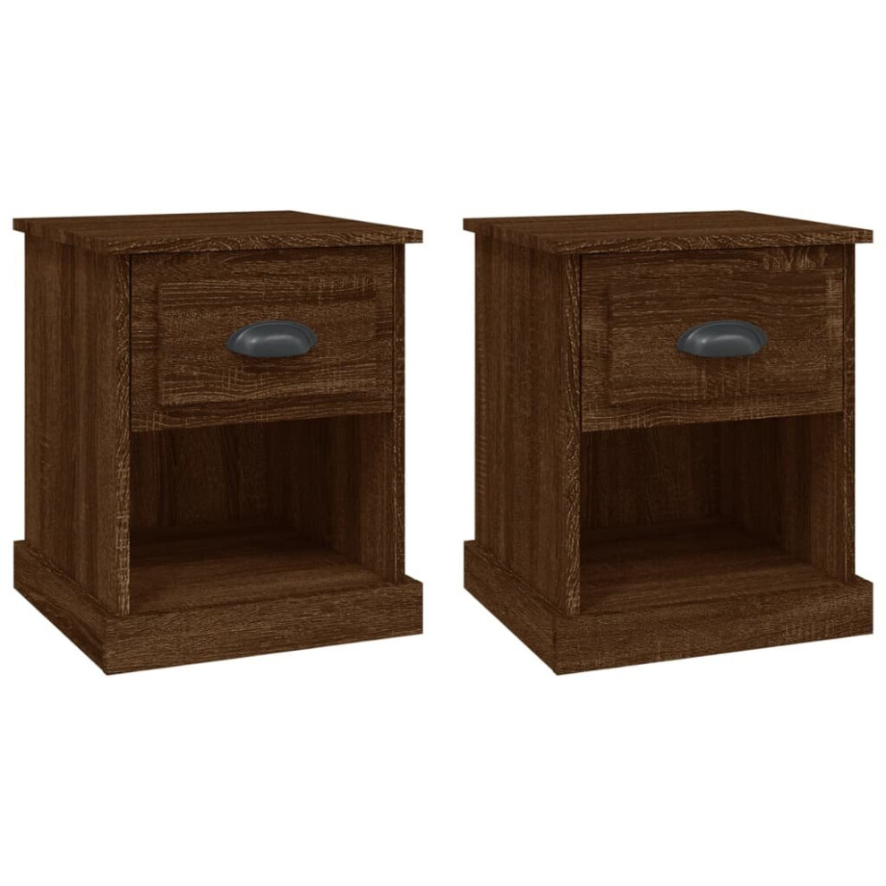 (brown oak, 2 pcs) vidaXL Bedside Cabinet Side Table Nightstand Side Cabinet Engineered Wood