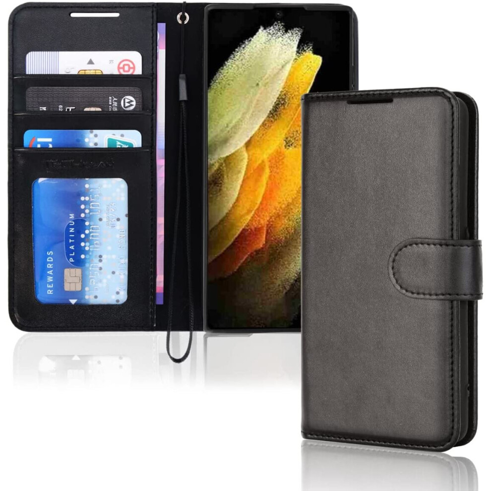 Techgear Leather Wallet Case For Honor Magic 5 Lite 5G, Flip Protective Case With Wallet Card Holder, Stand & Wrist Strap - Pu Leather With Magnetic Closure