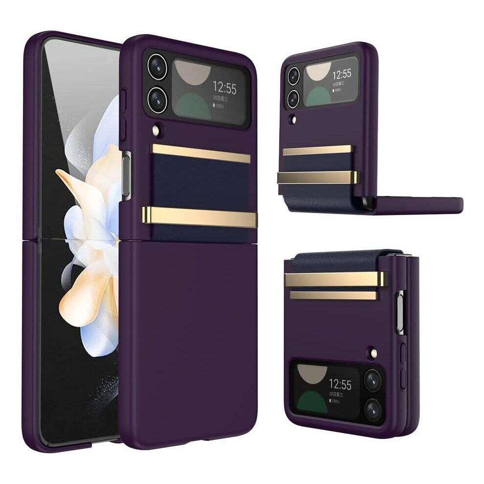 Samsung Galaxy Z Flip 4 Screen Protector Case, Z Flip 4 Case With Stylish Leather Hinge & Metal Trim, Hard Pc Shockproof [Screen Protector] Case 5056284467089