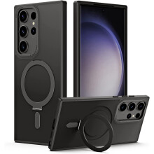 Samsung Galaxy S23 Ultra Fusion Armour Ring Stand Case - Rugged Protective Magnetic Kickstand, Wireless Charging