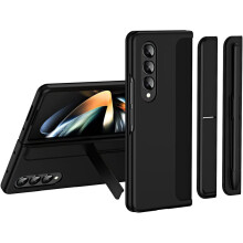 Samsung Galaxy Z Fold 4 Phone Case, [Interchangeable S-Pen Holder / Kickstand] [Front Screen Frame] Ultra-thin Hard PC Bumper Full Protective Cover