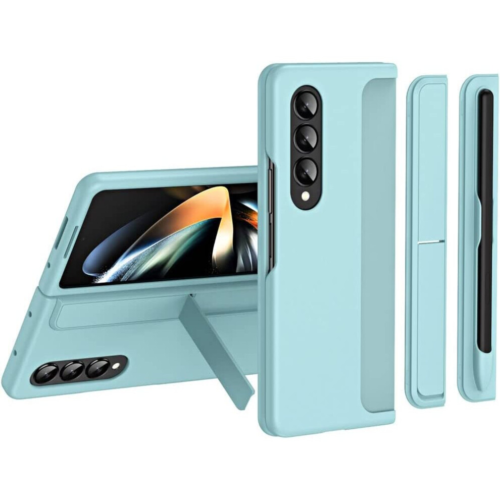 Samsung Galaxy Z Fold 4 Phone Case, [Interchangeable S-Pen Holder / Kickstand] [Front Screen Frame] Ultra-thin Hard PC Bumper Full Protective Cover
