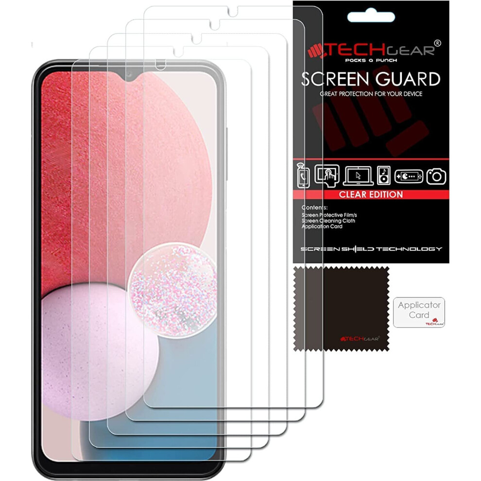 [5 Pack] TECHGEAR Screen Protectors Compatible with Samsung Galaxy A14 5G, CLEAR LCD Screen Protectors Cover Guards