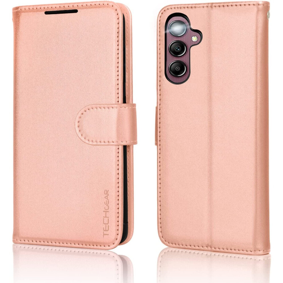 Techgear Galaxy A14 5G Leather Wallet Case, Flip Protective Cover With Wallet Card Holder, Stand And Wrist Strap - Pu Leather With Magnetic Closure