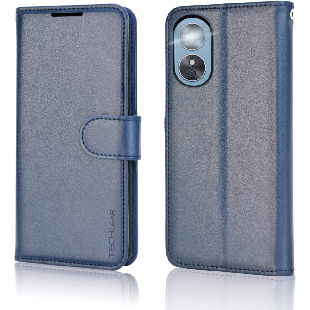 Leather Wallet Case for Oppo A17 Flip Protective Case Cover with Wallet Card Holder, Stand & Wrist Strap - PU Leather with Magnetic Closure