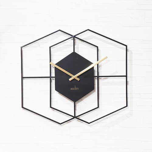 Acctim Acctim Addison Matt Black Hexagonal Wall Clock with Gold Hands 2