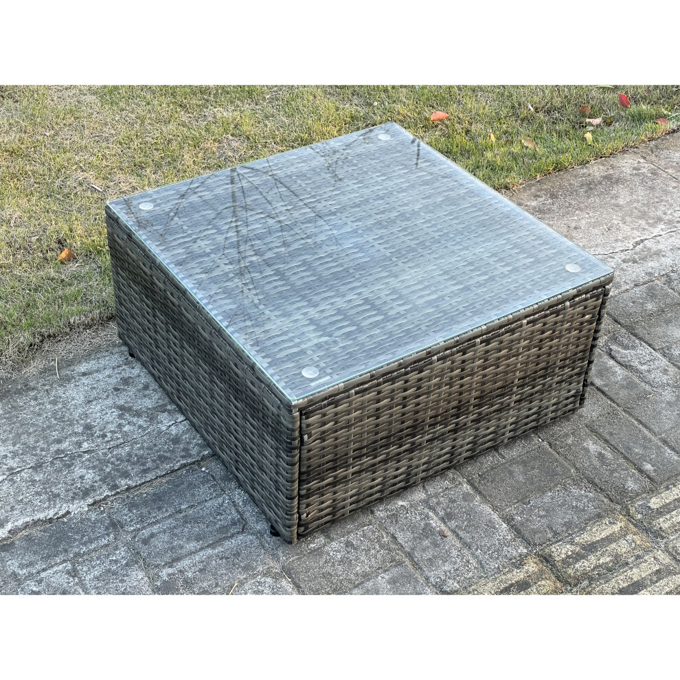 Fimous Dark Grey Mixed Square Rattan Coffee Table Tea Table Outdoor Garden Furniture