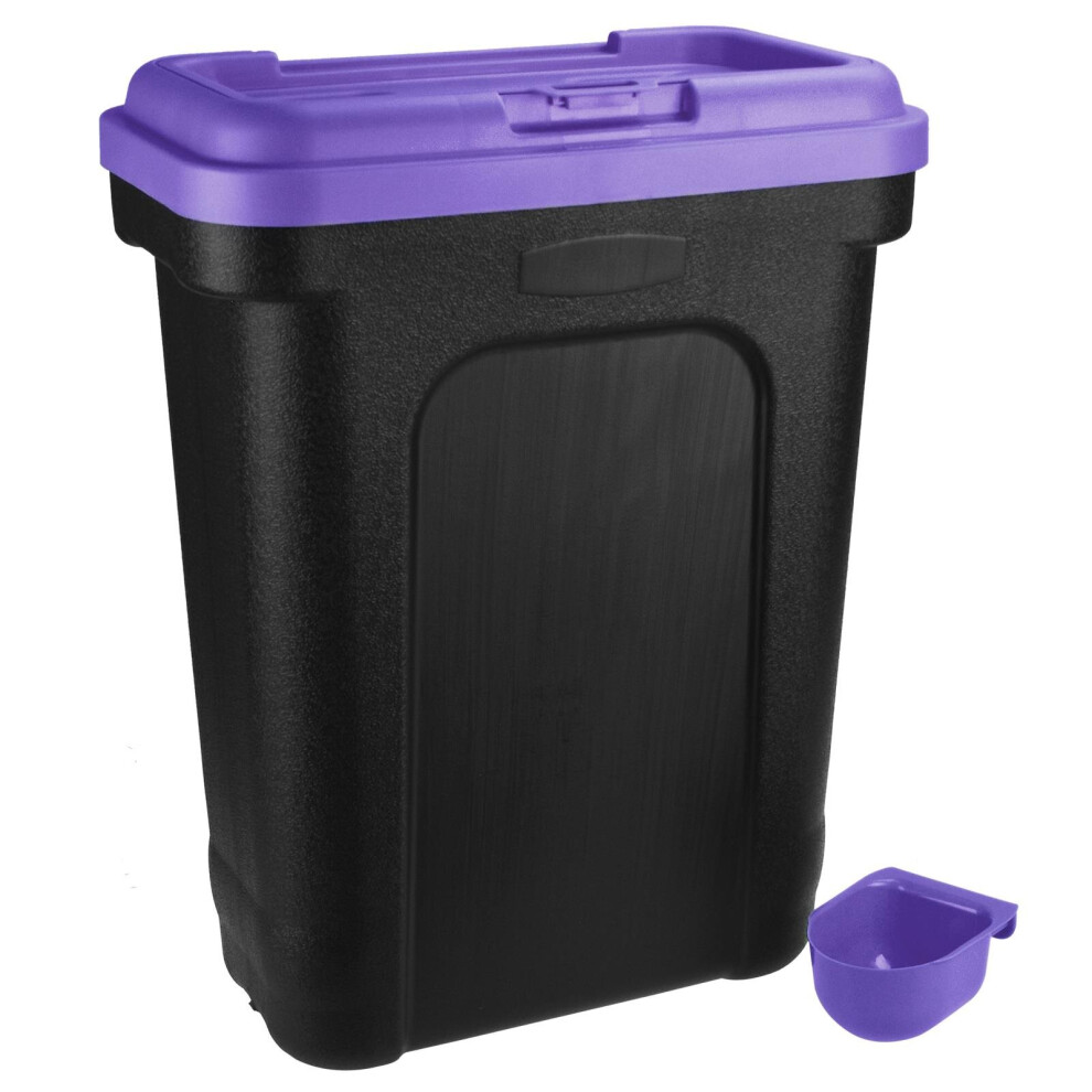 (Purple, Large) Pet Food Storage Container Dry Dog Cat Food Bird Seed Bin Box With Scoop