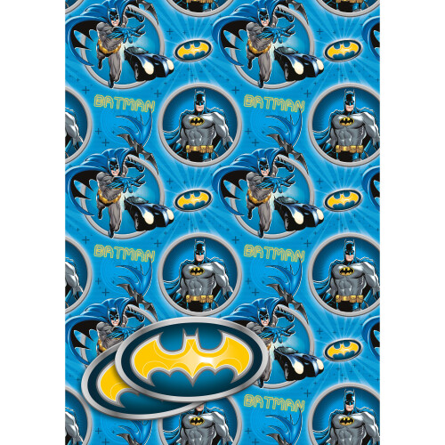 Batman Birthday Wrapping Paper, Batman Gift Wrap, 2 Sheets & 2 Tags 1