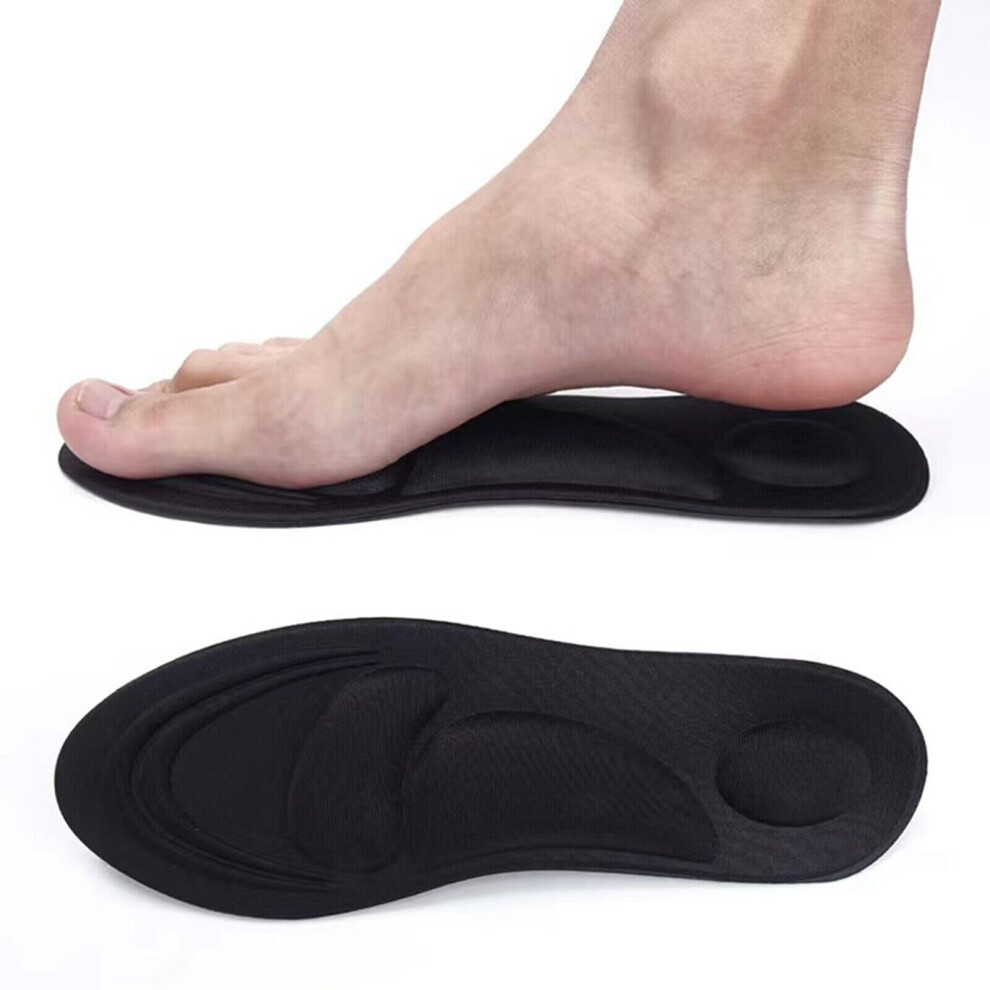 (  For Men,   Black) Unisex 4D Memory Foam Orthopaedic Shoe Insoles Pads Comfort