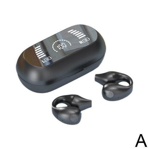 (  Gray) Bone Conduction Earphone Bluetooth Ear Clip on Ear Earring Wireless Headphones