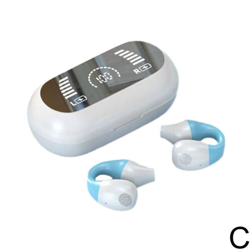 (  Blue) Bone Conduction Earphone Bluetooth Ear Clip on Ear Earring Wireless Headphones