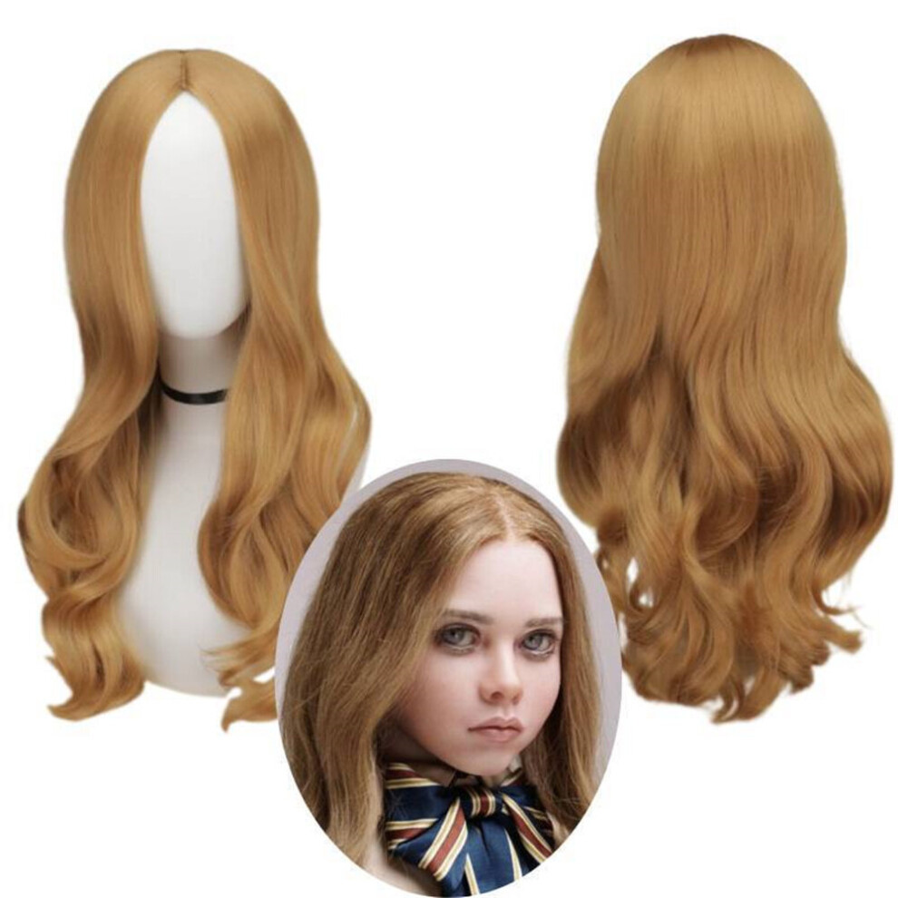 Horror Movies M3GAN Cosplay Costume Wig AI Doll Robots Megan Long Curly Hair Role Play Wigs Halloween Prop Decor