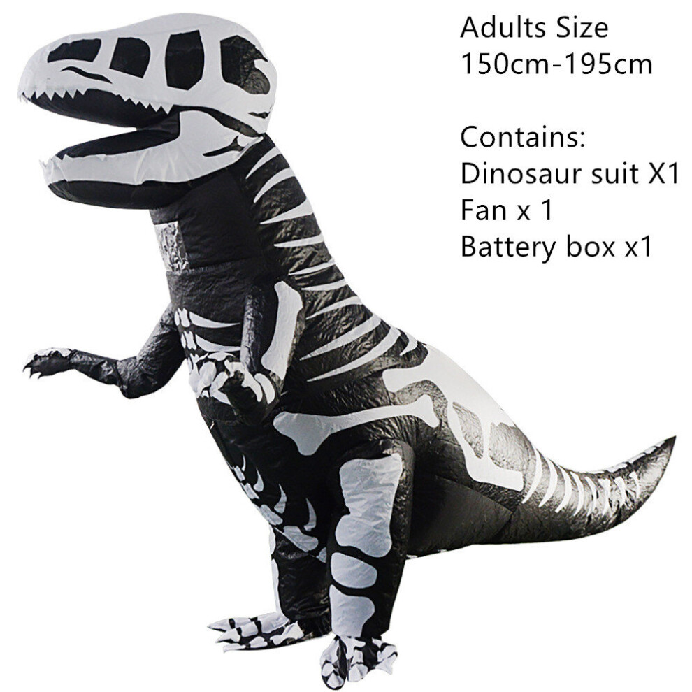 (For Adults) Inflatable Dinosaur Costume T-Rex Skeleton Adults Kids Dino Suit Carnival Cosplay Party