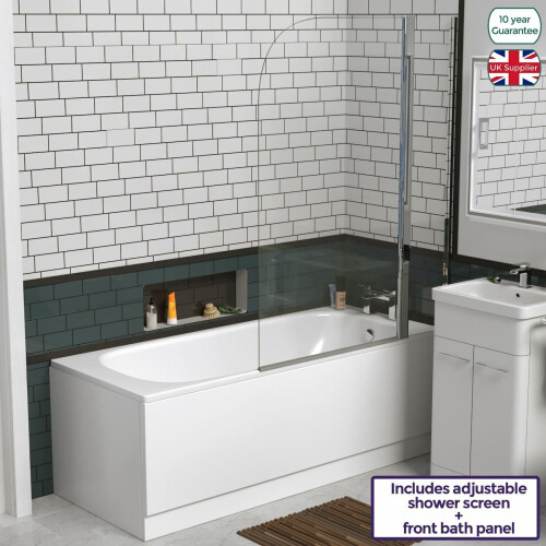 NES Home Nes Home White 1700 Shower Screen Bath Panel - Single Ended Bathtub