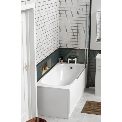 NES Home Nes Home White 1700 Shower Screen Bath Panel - Single Ended Bathtub 1