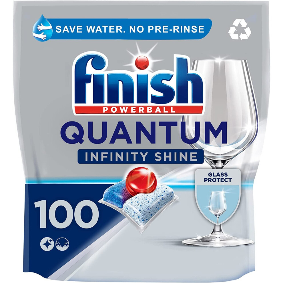 Finish Quantum Infinity Shine Dishwasher Tablets bulk | Scent : REGULAR | Size: Total 100 Dishwasher Tabs |For Deep Clean and Sparkling Shine