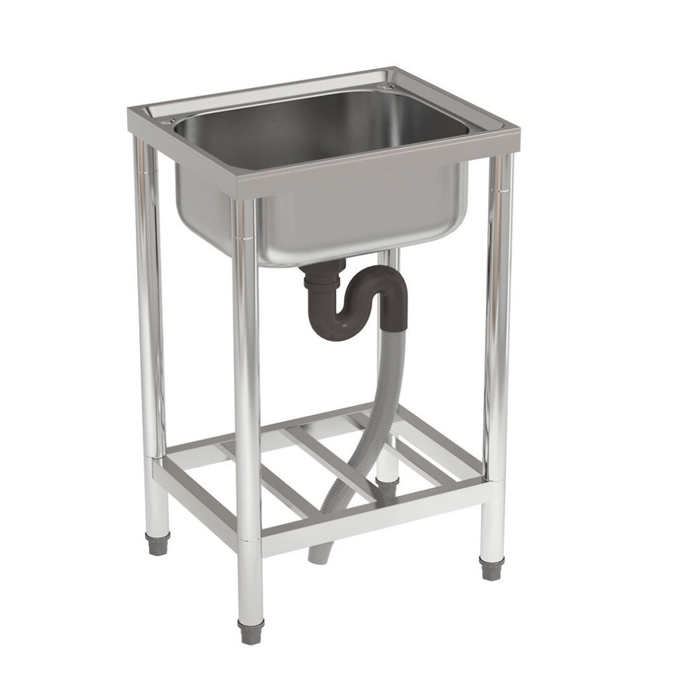 Stainless Steel Commercial Sink with Faucet and Shelf