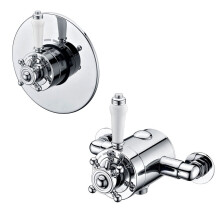 Albert Thermostatic Shower Valve - Exposed/Concealed, 1-Handle Cross, Anti-Scald 38C, Brass Chrome