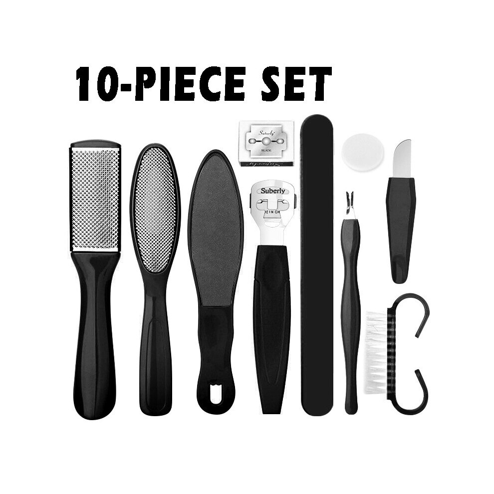 Willbond (10-Piece Set) Pedicure Set Peeling And Exfoliating Calluses Foot Scrubbing Brush Stainless Steel