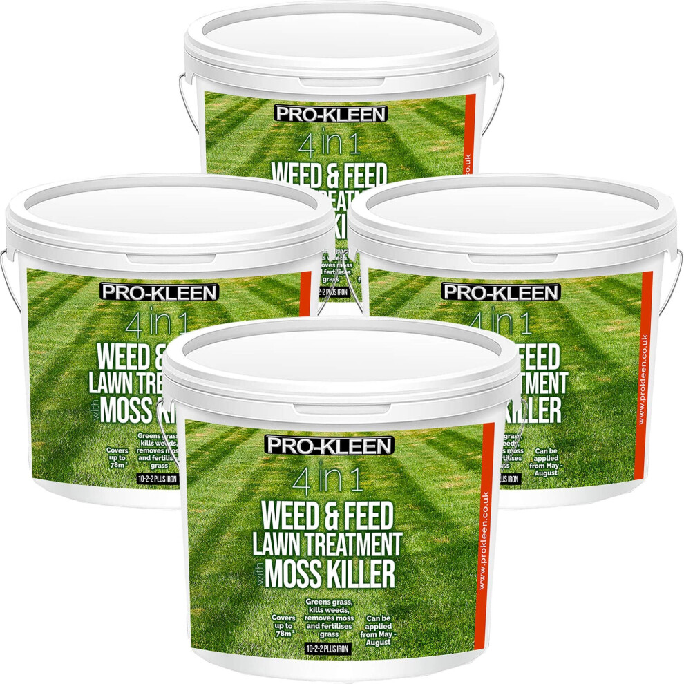 (4) Pro-Kleen 4-in-1 Lawn Feed Weed & Moss Killer 2.5kg