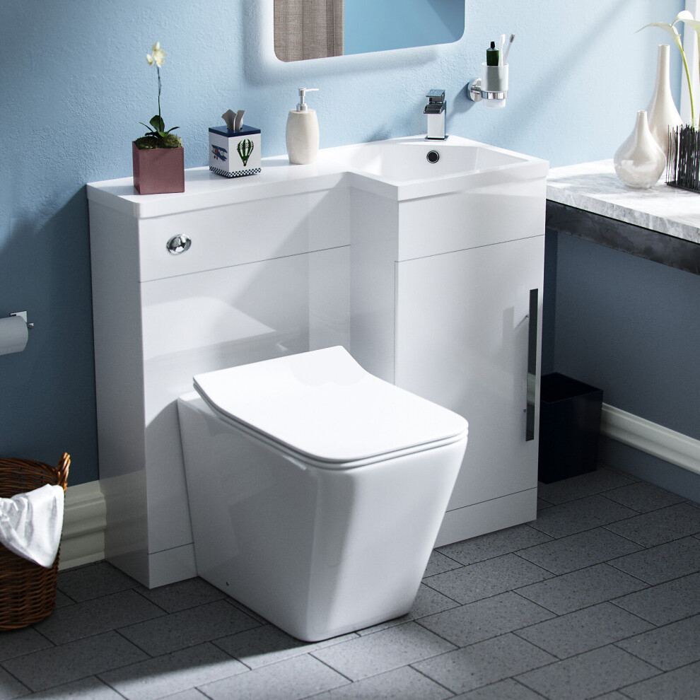 900mm Bathroom RH Basin Vanity Unit Rimless BTW WC Toilet | Elora