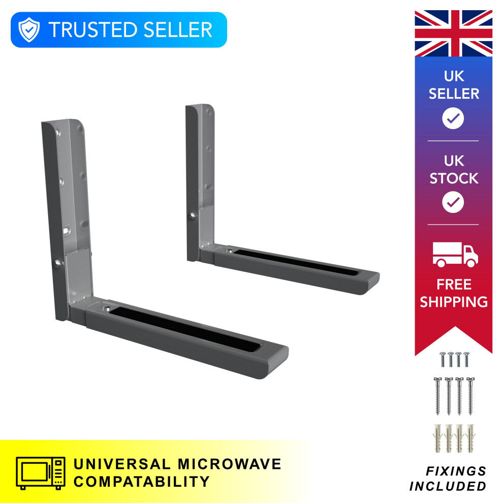 Mahara Universal Microwave Wall Bracket - Depth Adjustable, Maximum Weight 45kg - Silver