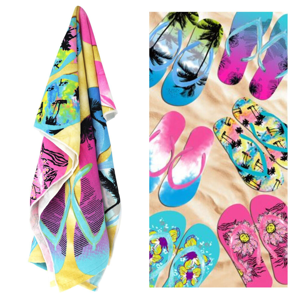 GEEZY Beach Towel Microfibre Lightweight Flip Flops Bath Towel Camping Travel Holiday