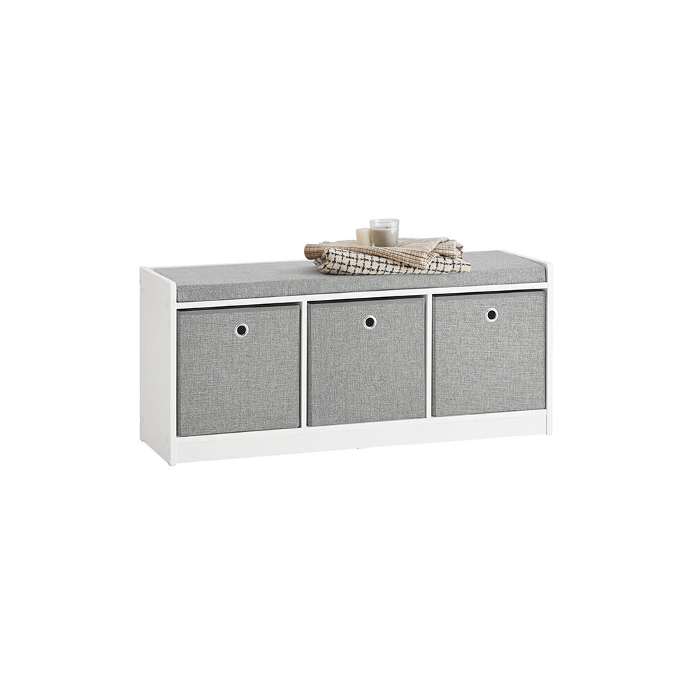 SoBuy® FSR65-DG, 3 Baskets Storage Bench Shoe Bench Shoe Rack Cabinet