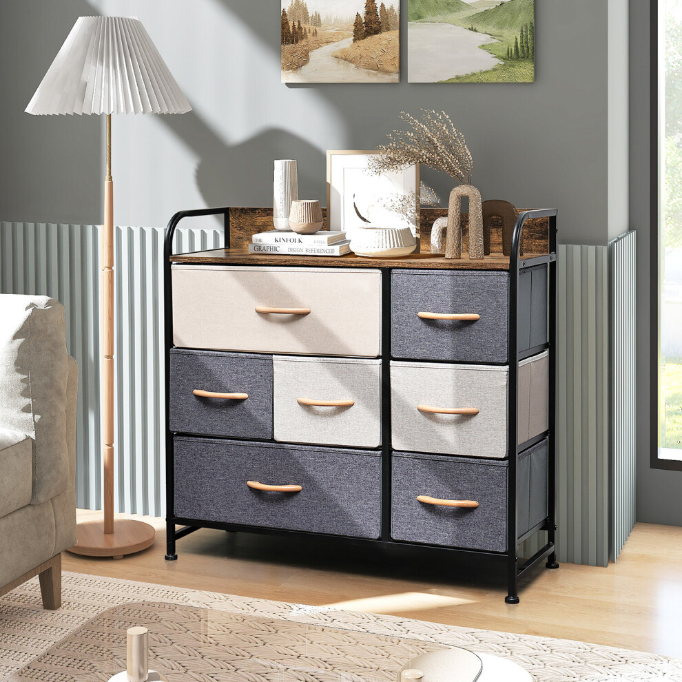 Fabric Chest of Drawers 7-Drawer Dresser 3-tier Storage Organizer Unit