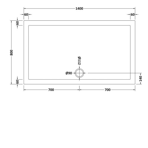 NES Home Slim 1400 x 800 Rectangular Stone Resin Shower Tray For Wetroom Enclosure 2