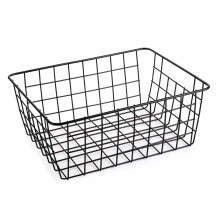 (BLACK, LARGE) Storage Basket Metal Wire Organizer Pantry Cabinet Freezer Rack Bathroom Kitchen