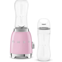 Smeg PBF01PKUK Retro 50s Style Personal Blender, 2 x Bottles-To-Go, 2 Speed Settings, 600ml, 300W, Pink