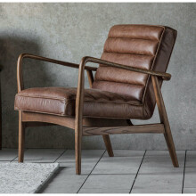 Vintage Style Danish Armchair Mid Century Seat Industrial Leather Accent Sofa Chair