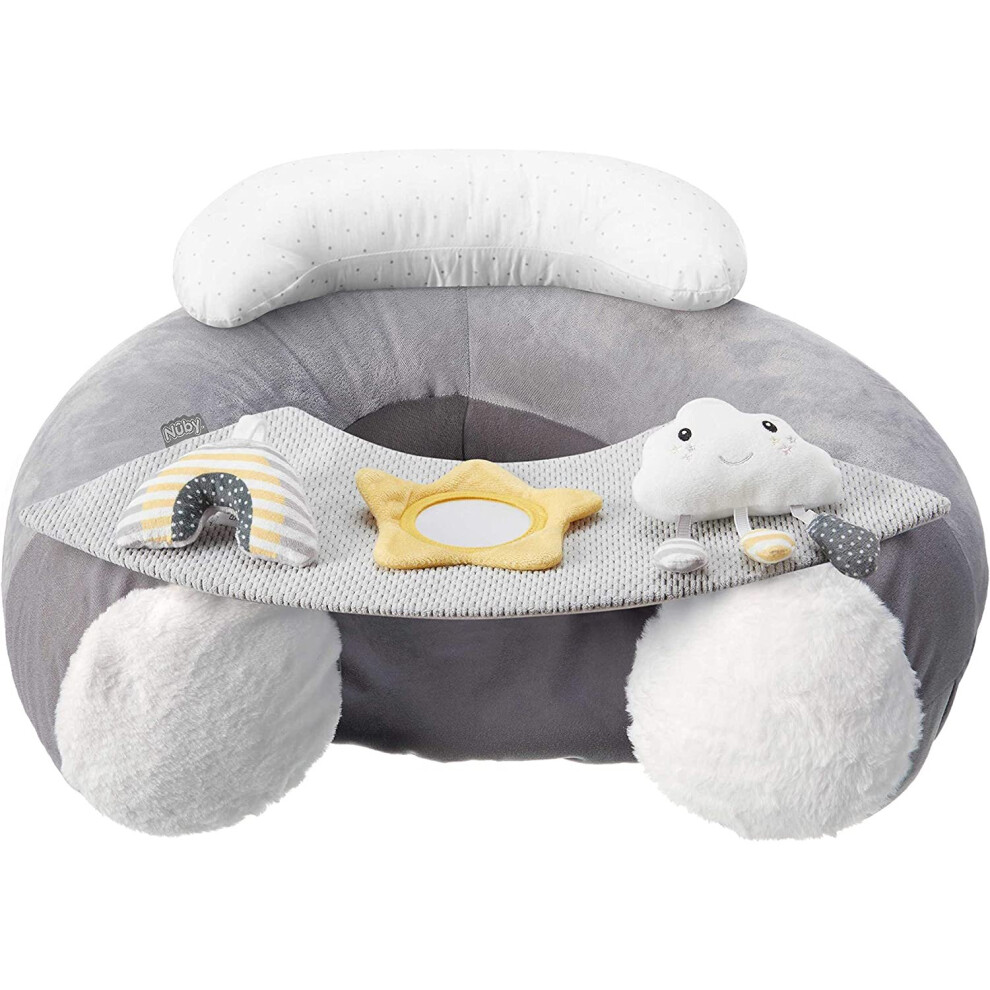 Nuby Sit-Me-Up Baby Seat, Cloud & Star, Inflatable Sit & Play Floor Seat With Tray And Baby Toys