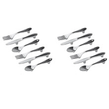 12 PCS Knife Spoon Fork Kitchen Cabinet Closet Drawer Pull Handles Knobs 3-Inch Center to Center (Silver)