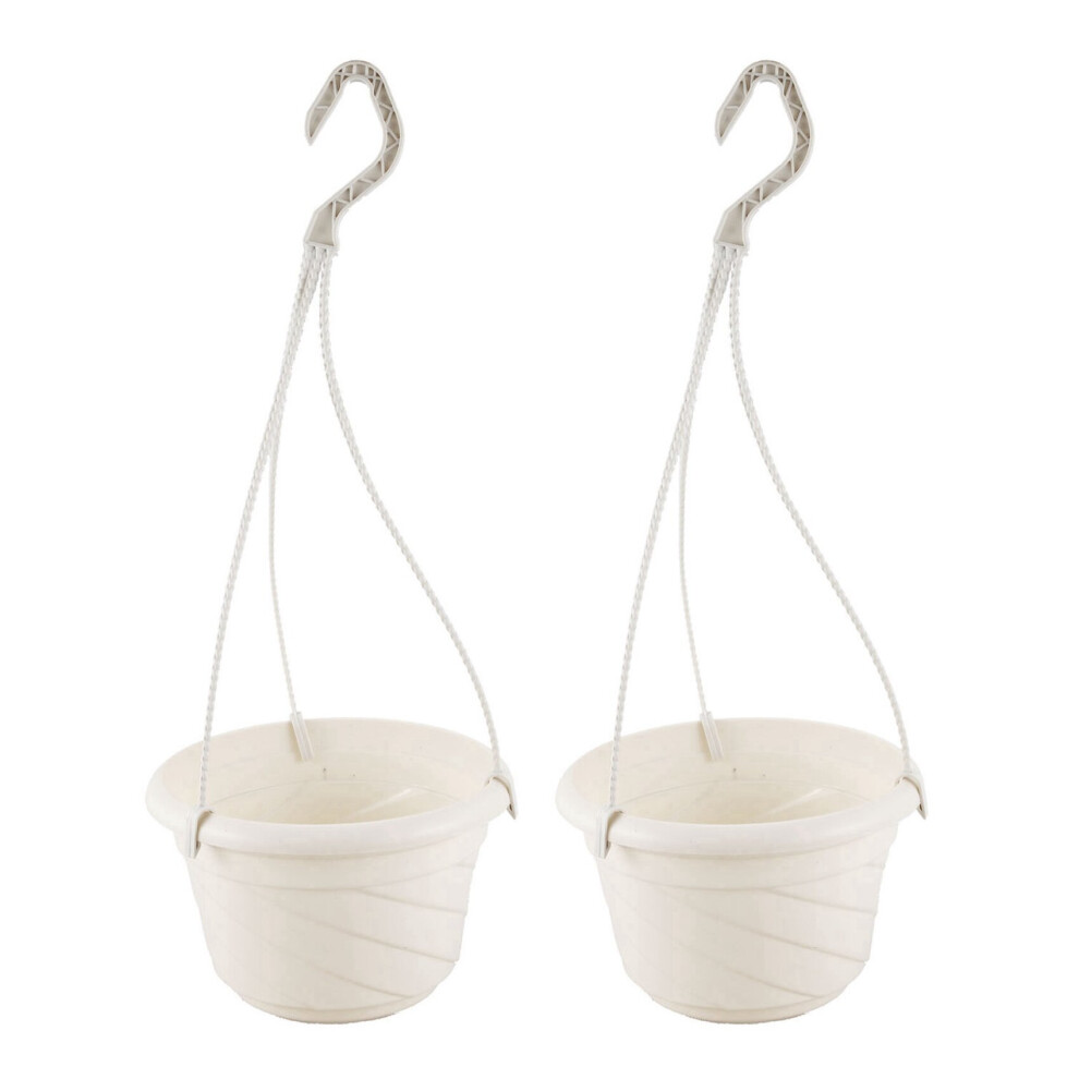 2X Hanging Flower Plant Pot Chain Basket Planter Holder Home Garden Balcony Decoration White