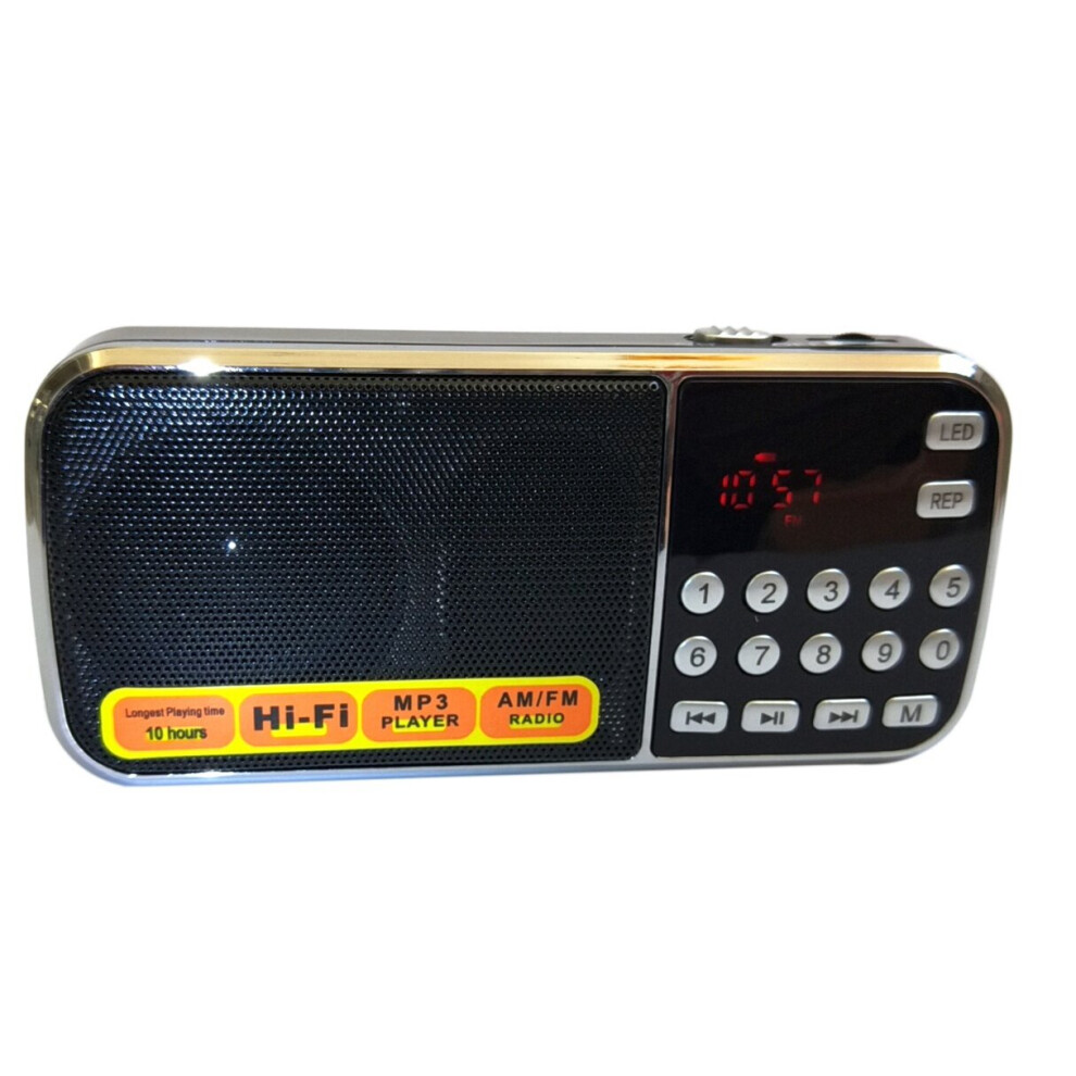 L-088AM Dual Band Rechargeable Portable Mini Pocket Digital Auto Scan AM FM Radio Receiver with MP3 Music Audio Player Speaker