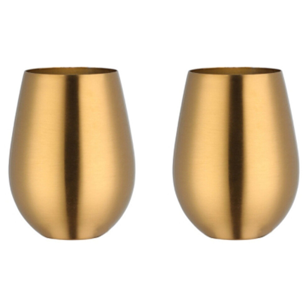 2X 500Ml Beer Wine Cup Beer Tumbler Cocktail Juice Milk Cup Metal Drinking Mug Gold